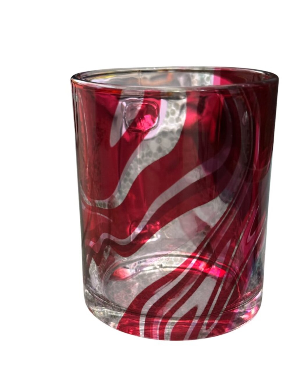 Glass Mug with Pink Swirl Pattern, 11.oz